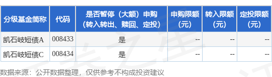 道正网 公告速递：凯石岐短债基金暂停接受个人投资者申购、转换转入、定期定额投资业务