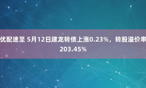 优配速至 5月12日建龙转债上涨0.23%，转股溢价率203.45%
