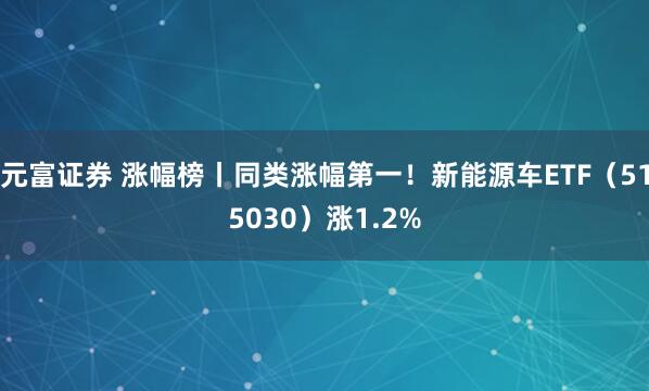 元富证券 涨幅榜丨同类涨幅第一！新能源车ETF（515030）涨1.2%